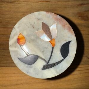 Artistic Floral Marble Inlay Coaster